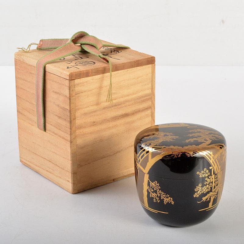 茶道具　漆匠　遠山哲山作　住吉蒔絵　利休大棗　共箱　Ｖ　6274