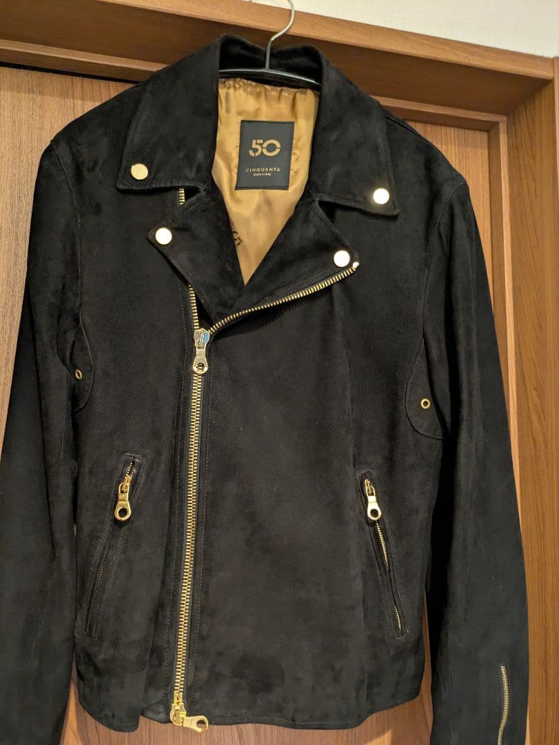 チンクアンタ ゴートスエード ダブルライダース ブラック 44