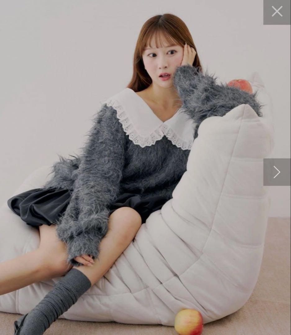 Chico namiコラボ企画 セーラー襟付きシャギールーズニット