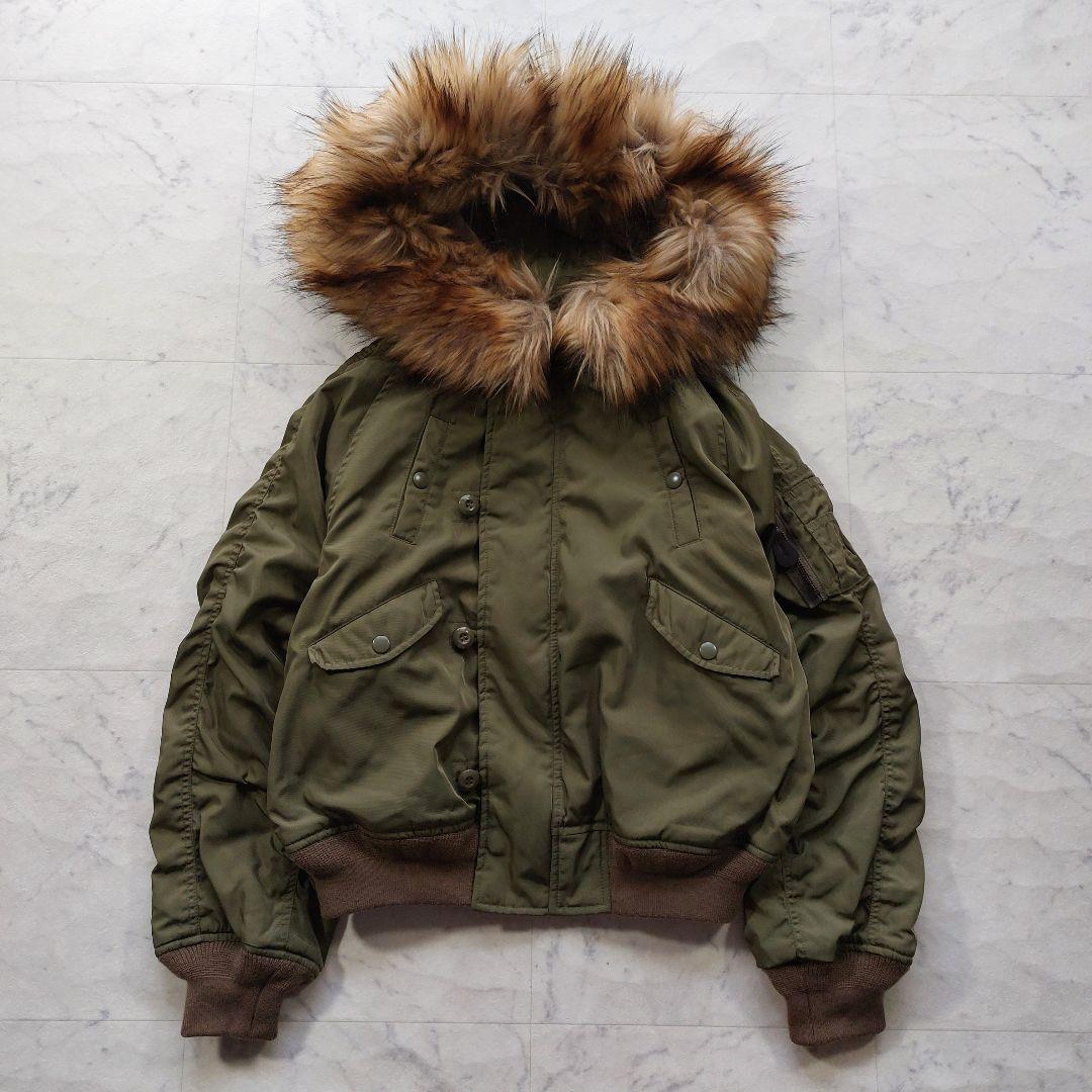 美品 マウジー MOUSSY N-2B ミリタリージャケット F カーキ k□マウジー/ moussy フェイクァー付き N-2B ミリタリージャケット【F