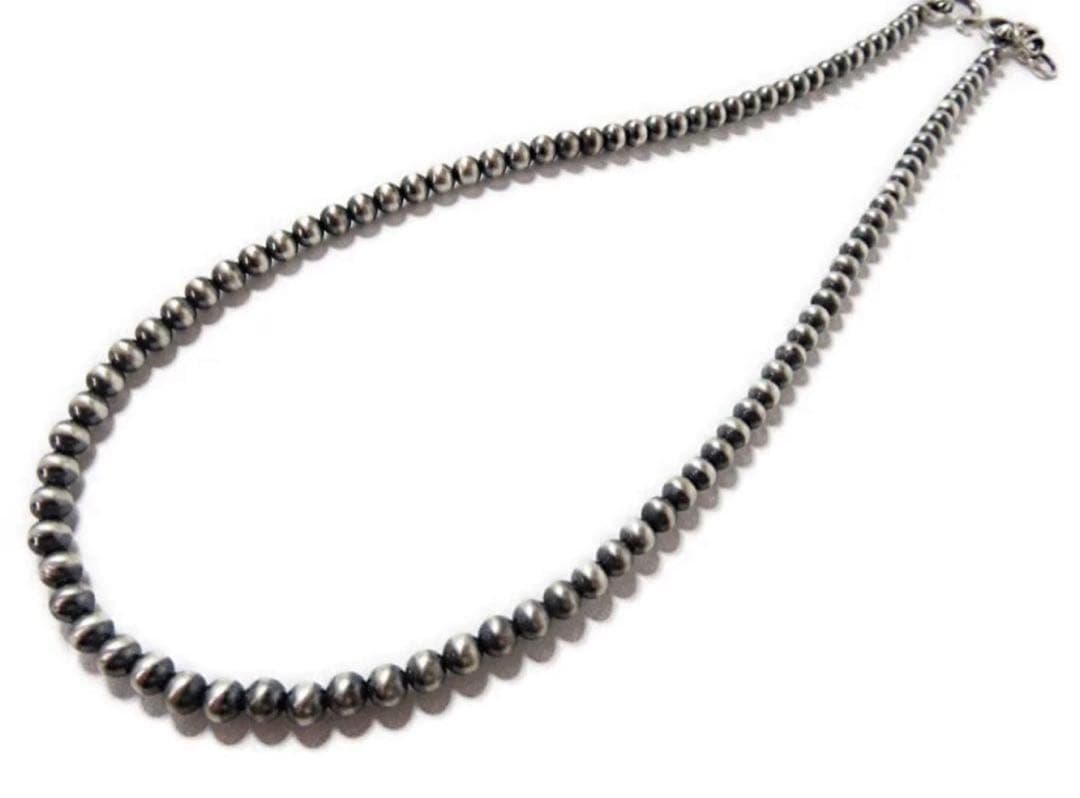 【優】ナバホパール ビーズネックレス シルバー系 ナバホ パール ネックレス 8mm シルバー925 インディアンジュエリー