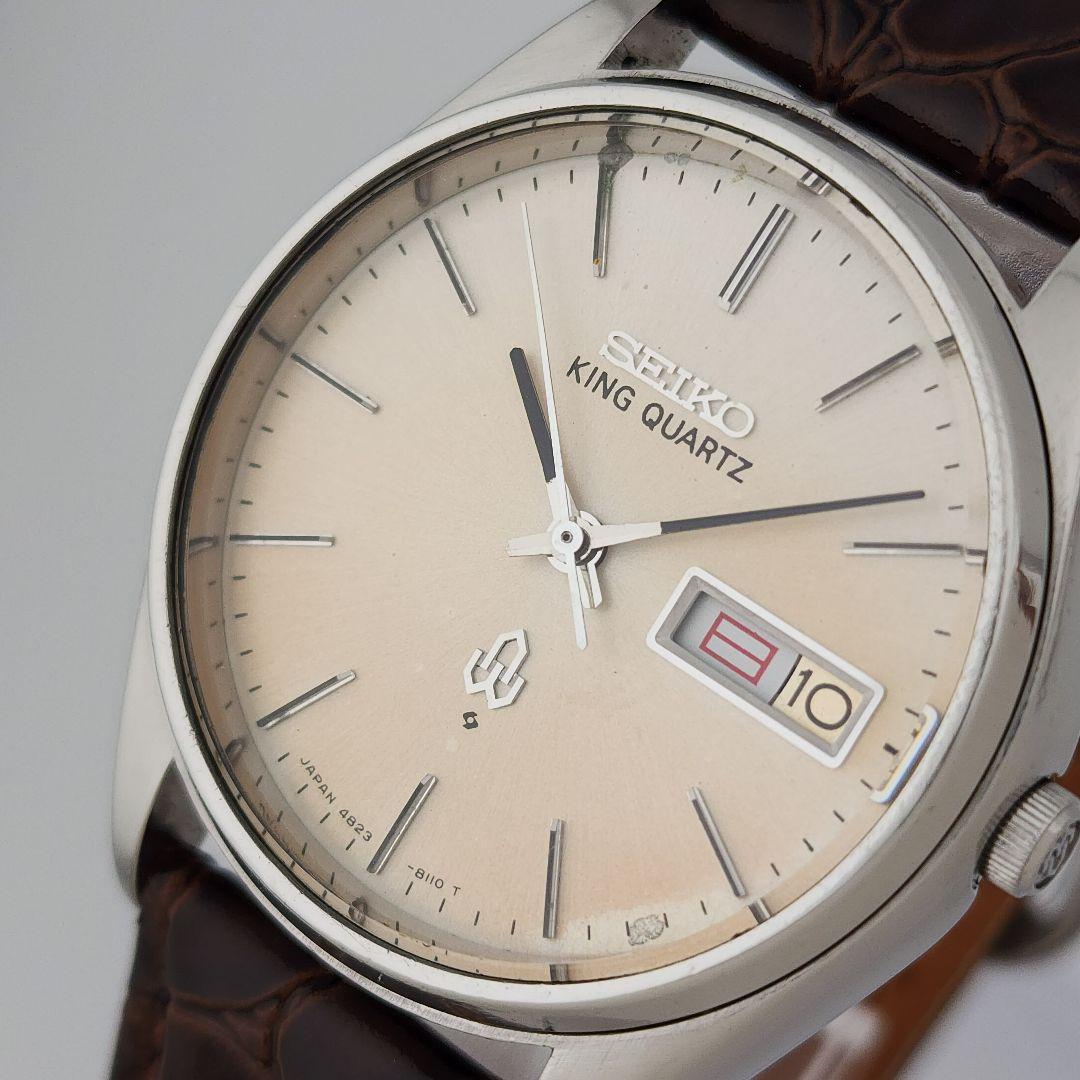 ​高級機電池交換済セイコー キングクォーツ 4823-8110 新品レザーベルト