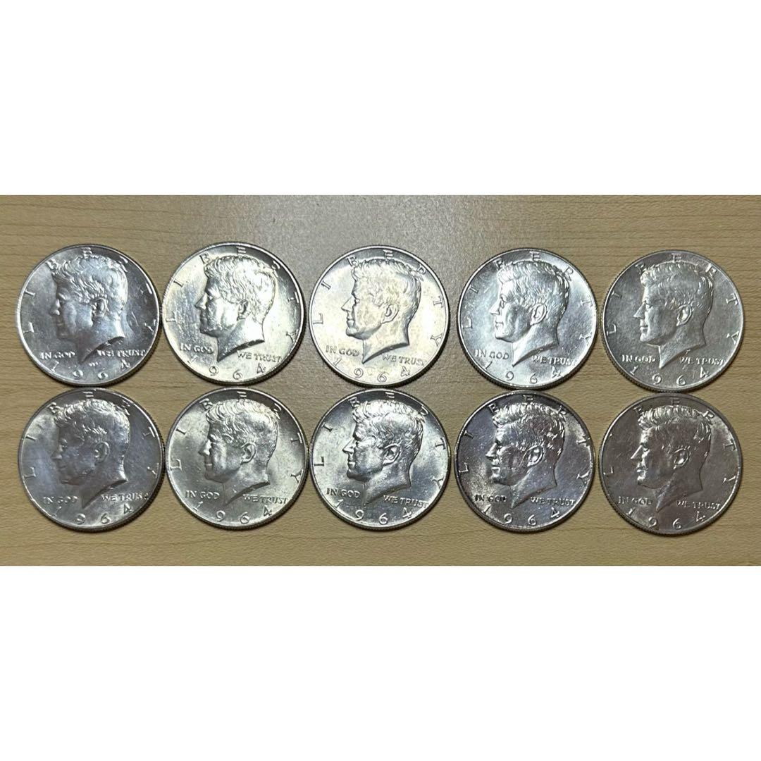 ケネディ ハーフダラー 1964年 10枚 銀貨 シルバー 銀品位90 a ケネディ ハーフダラー 1964年 10枚 銀貨 シルバーコイン 銀品位90