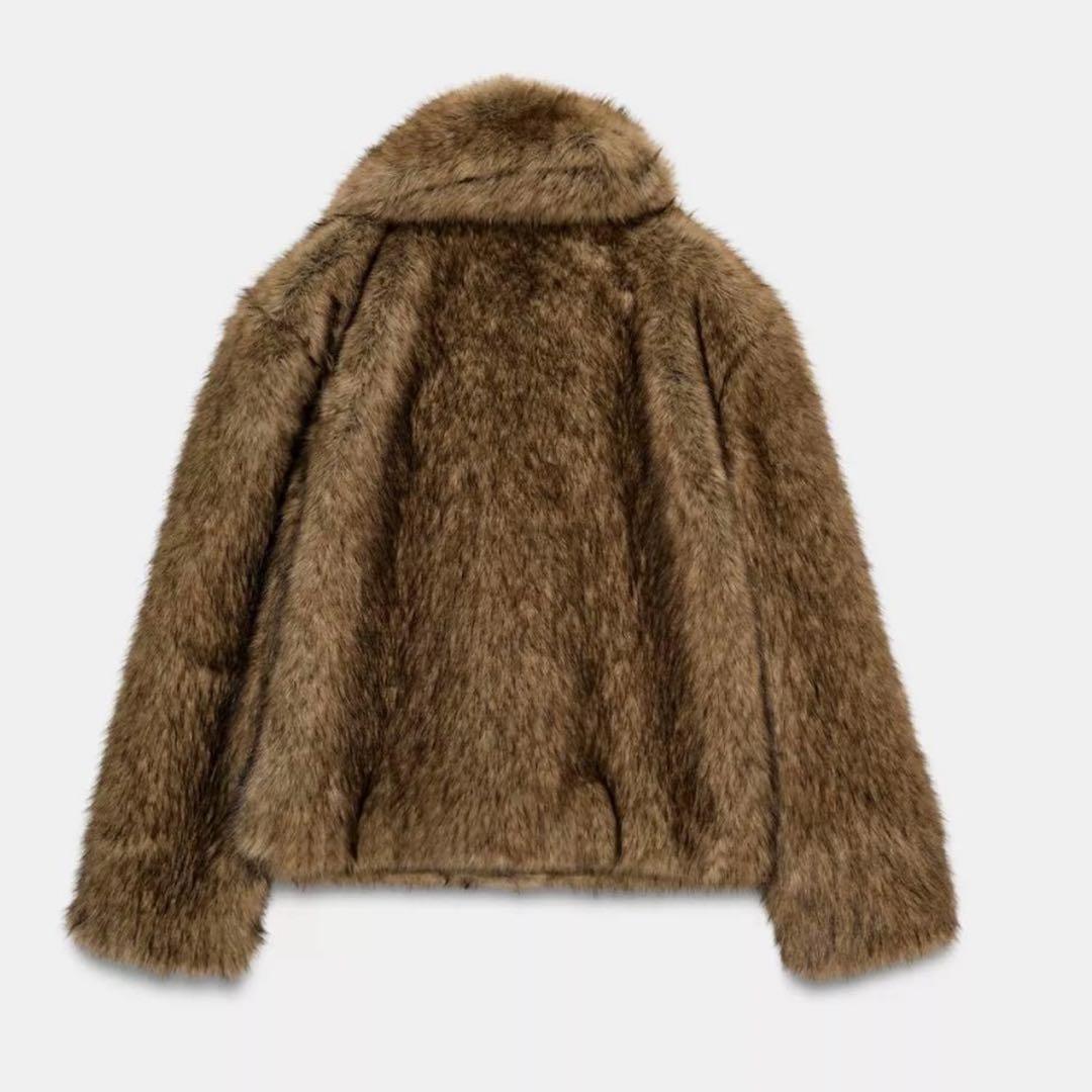 新品未使用 ZARA ザラ ショートフェイクファーコート XS ブラウン