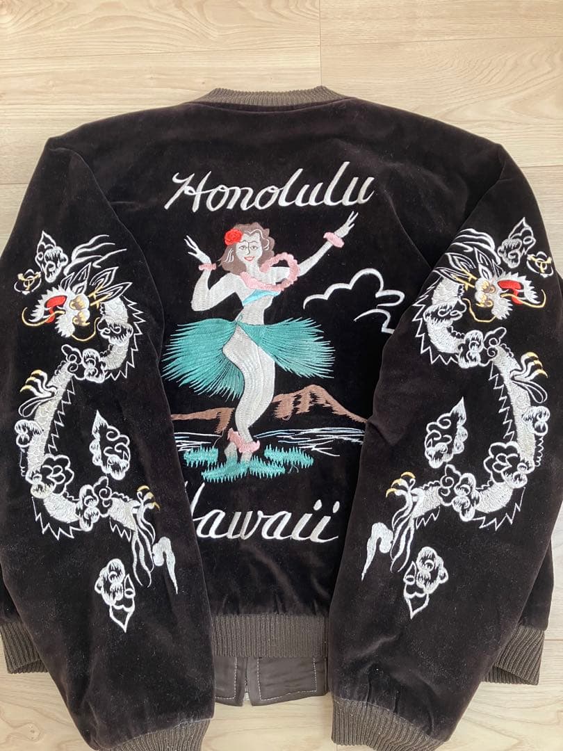 90's 別珍 テーラー東洋 M品番 スカジャン ハワイ アロハ フラガール 希少モデル】テーラー東洋 別珍 ハワイ 龍 フラガール リバーシブル