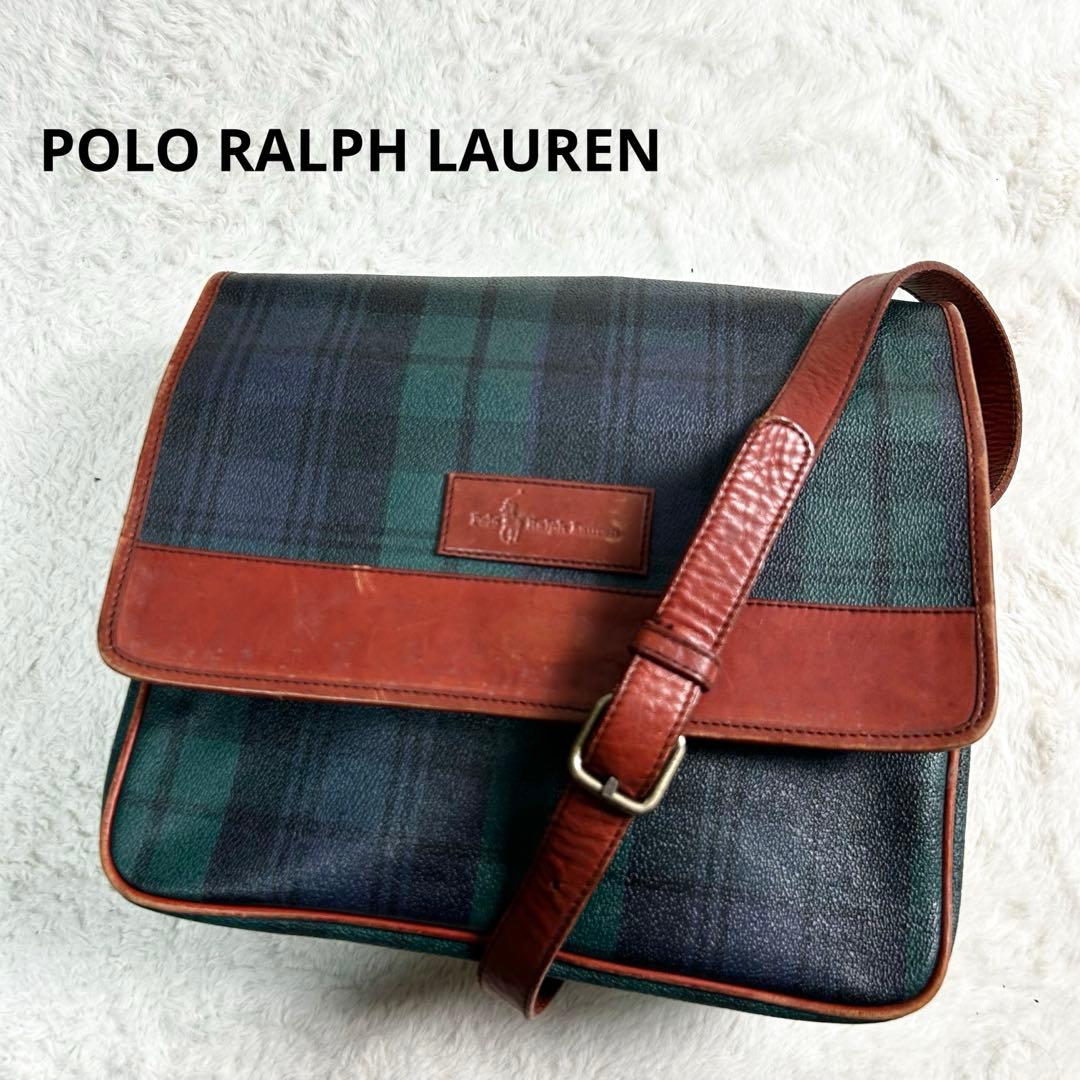 POLO RALPH LAUREN メッセンジャーバック　PVCレザー 緑