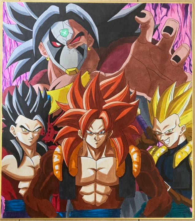 ドラゴンボール ヒーローズ GT 手描きイラスト 色紙 ファンアート