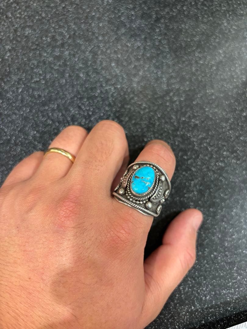 最終値下げ　Navajo ナバホ族　デルバートゴードン　ターコイズリング 25号 最終値下げ Navajo ナバホ族 デルバートゴードン ターコイズリング 25