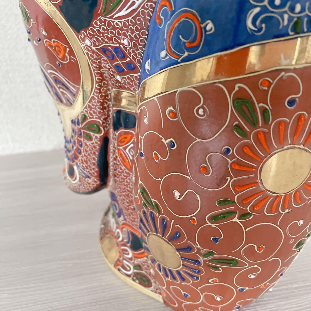 布袋様 置物 九谷焼風 菊池仙谷作 陶器 金彩 縁起物 高さ30cm 七福神
