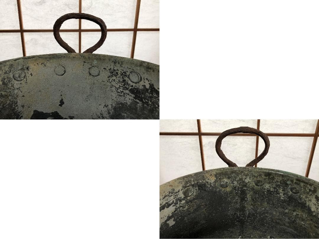 青銅陣釜 戦陣釜 】 傳今川義元公之炊飯釜 戦国時代 旧家所蔵