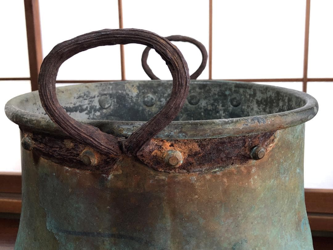 青銅陣釜 戦陣釜 】 傳今川義元公之炊飯釜 戦国時代 旧家所蔵