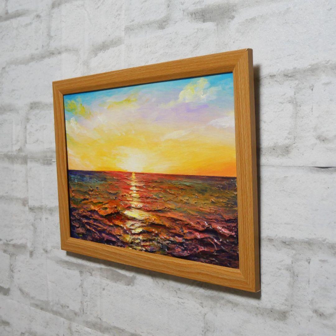 油絵 油彩 油彩画 絵 絵画【朝日に輝く海】 - メルカリ