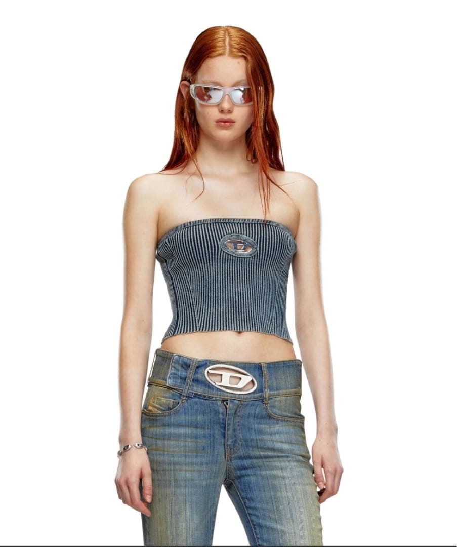 【49,500円】未使用級 ディーゼル オーバルD チューブトップニット 現行品 M-CLARKSVILLEX-C チューブトップニット｜ブラック｜ウィメンズ｜DIESEL