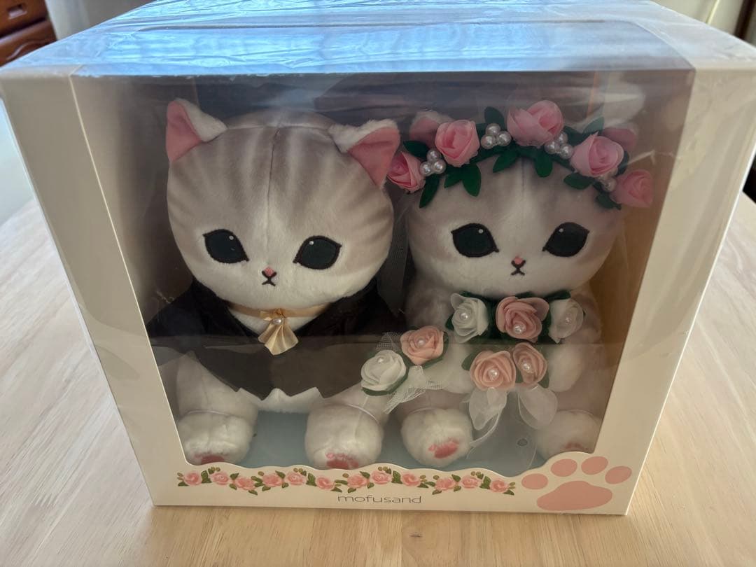 mofusand ウエディング ペアぬいぐるみ 【花嫁にゃん 花婿にゃん】 予約】mofusand にゃんこのウエディングペアぬいぐるみ(花嫁にゃん