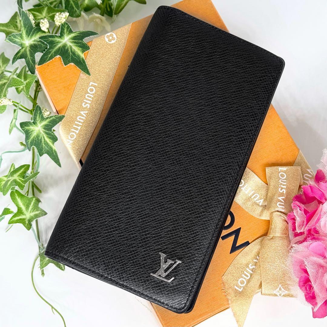 ✨美品 IC内蔵✨ルイヴィトン タイガ シルバーロゴ金具 ブラザ 長財布 黒牛革 極美品 IC内蔵 ルイヴィトン タイガ シルバーロゴ 新型 ブラザ 長財布
