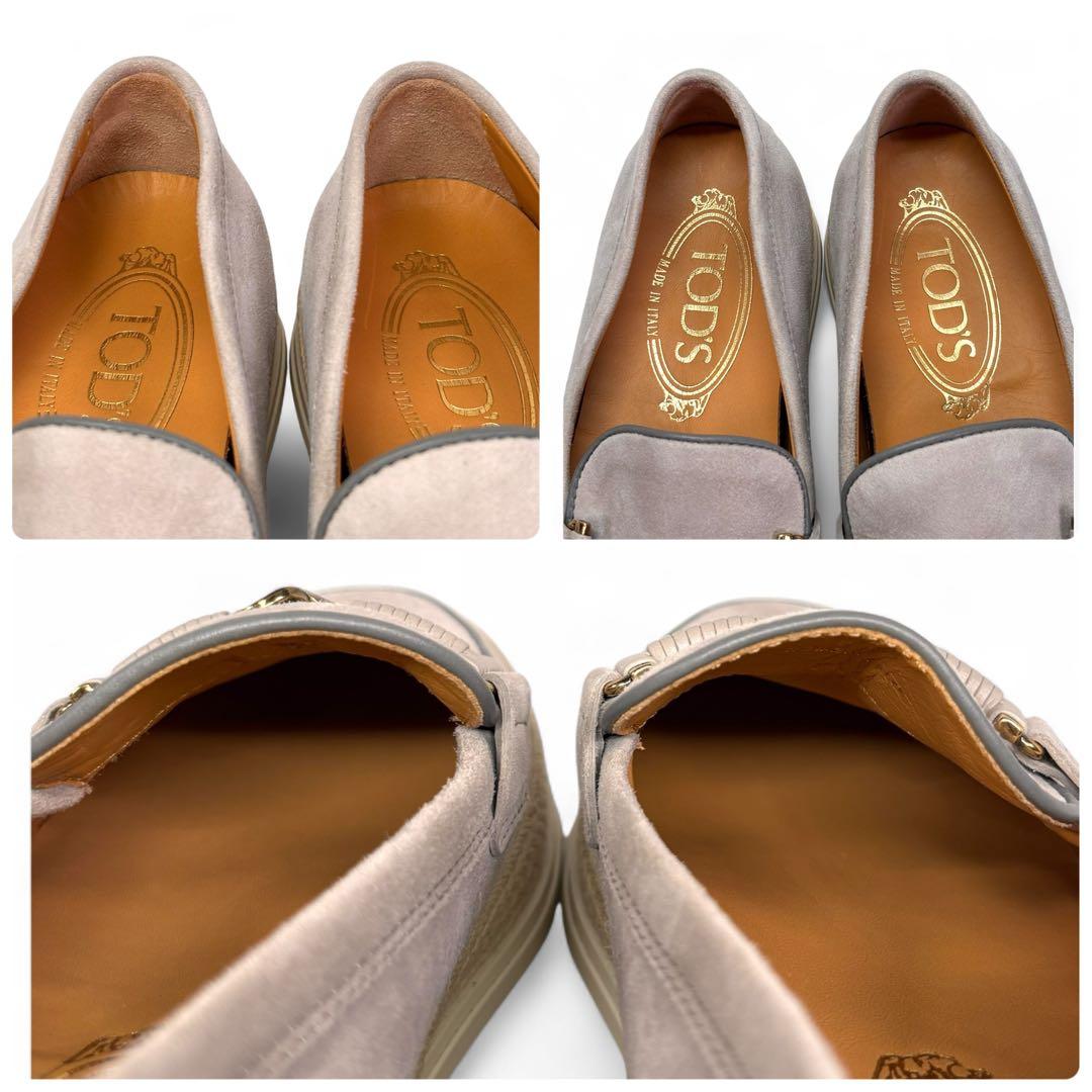 美品 トッズ 34 21 スエード ローファー ホースビット スリッポン