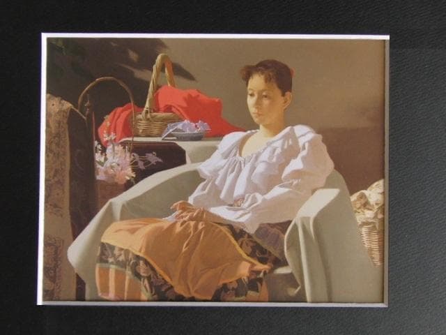 高梨芳実、婦人像、希少画な集画、状態良好、新品高級額・額装付