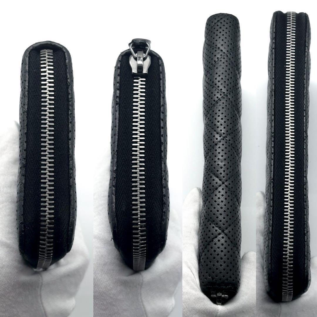 極美品✨】シャネル 長財布 マトラッセ パンチング ラウンドジップ