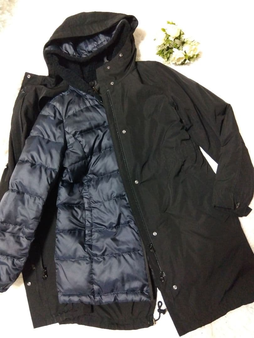 美品 23区 オンワード樫山 ダウンコート 2way ブラック 黒 M 38