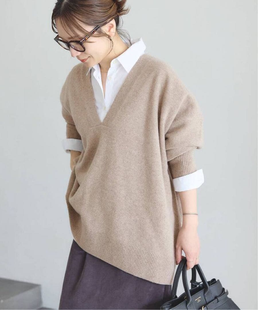 MUSIC DEEP V ルーズプルオーバー ベージュ