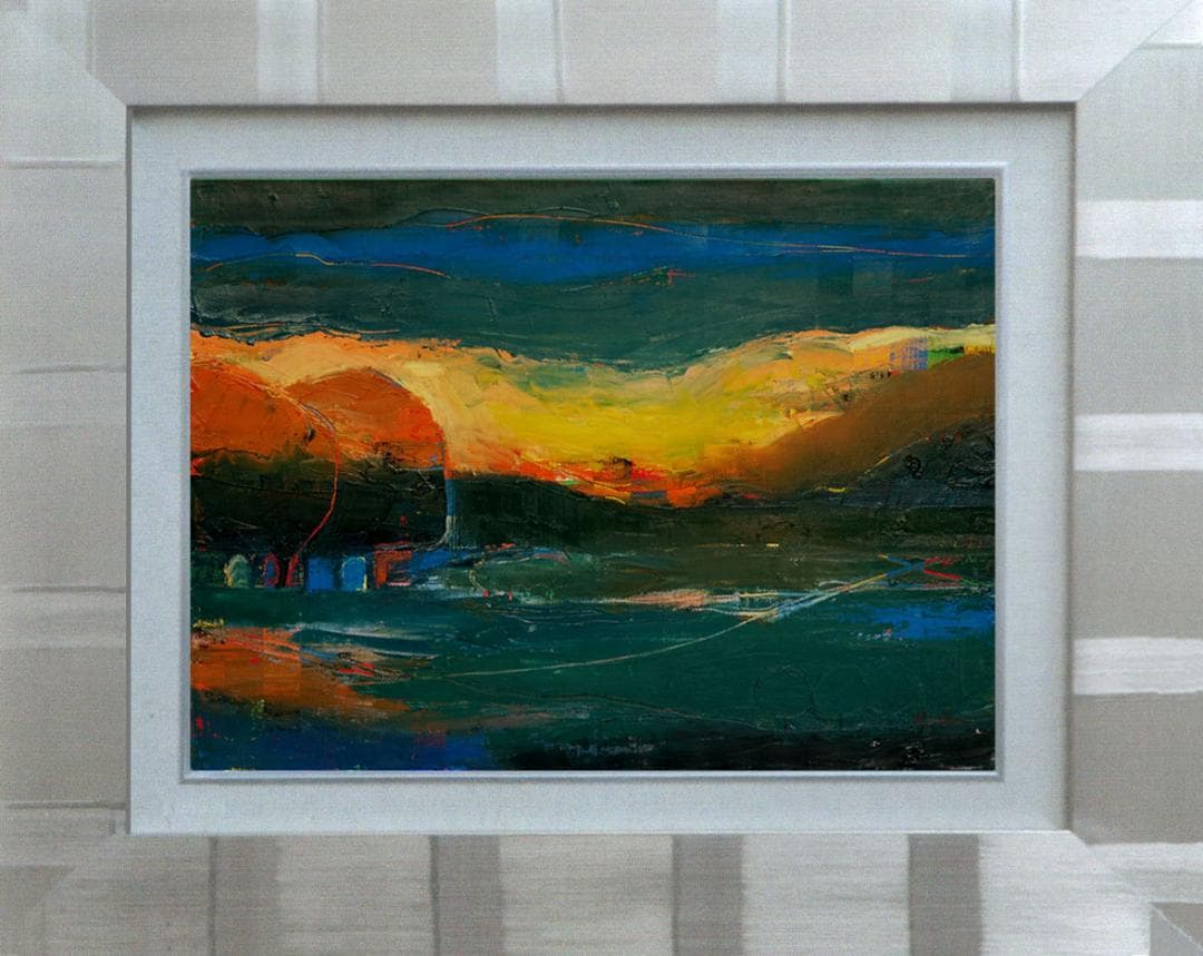 油絵 菅家令子 絵 絵画インテリア額付(銀) F4-072212 風景 夕陽朝陽 油絵 菅家令子 絵 絵画インテリア額付(銀) F4-072212 風景 夕陽朝陽