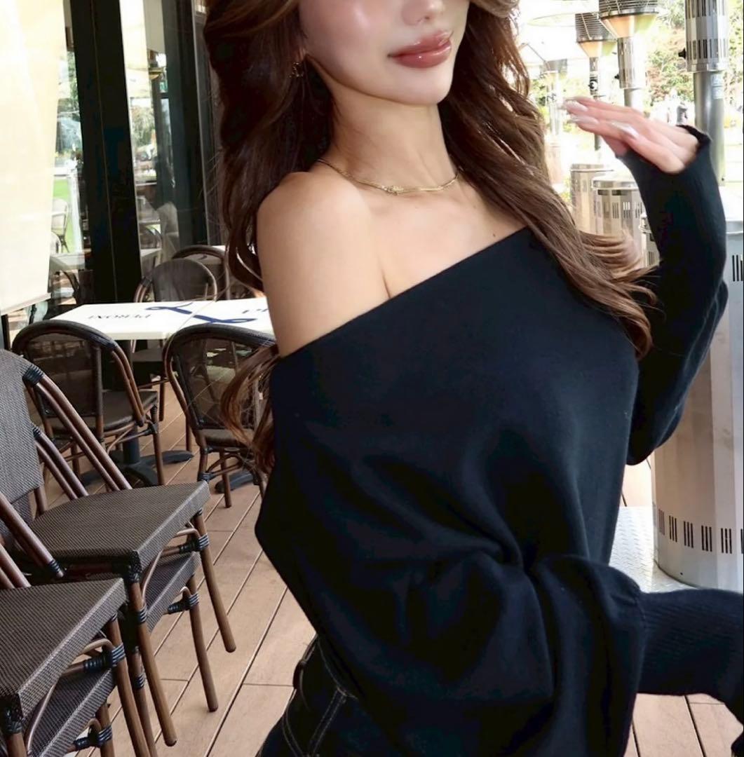 トップス DIANTE LOOSE OFF SHOULDER KNIT TOPS