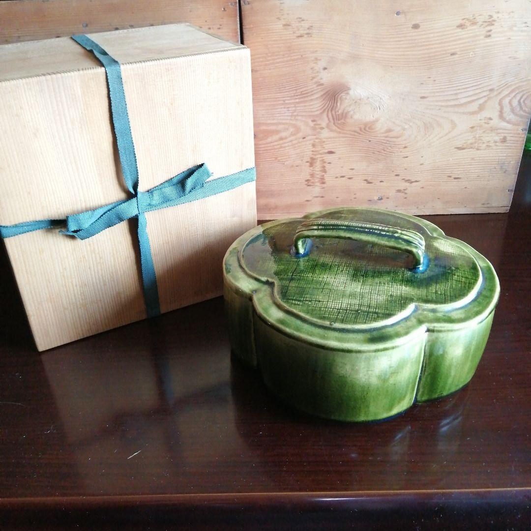 瀬戸焼　加藤作助　織部木売形蓋付菓子鉢　20cm　大正〜昭和初期 瀬戸焼 加藤作助 織部木売形蓋付菓子鉢 20cm 大正〜昭和初期 - メルカリ