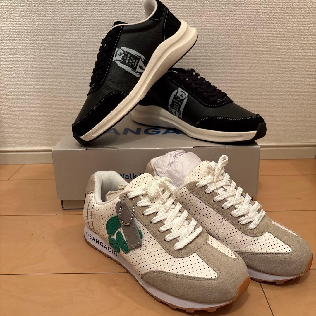 SANGACIO スニーカー ブラック/ホワイト／グリーン