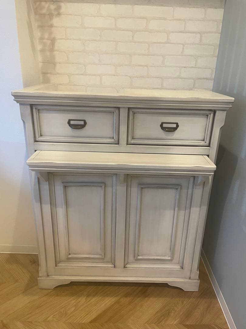 【poteko】サロン受付ホワイト木製クラシック収納家具　店舗用カウンター