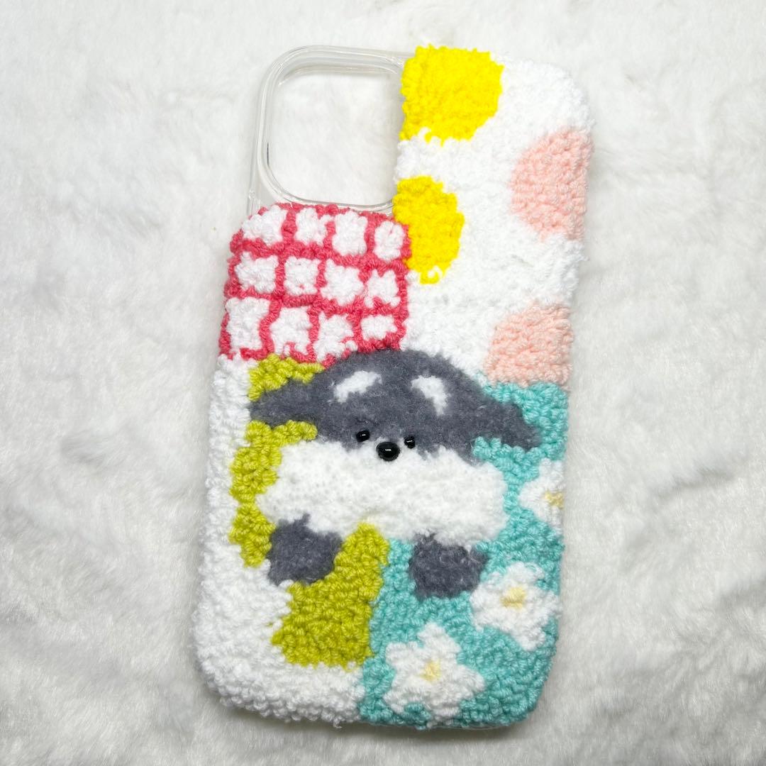 パンチニードル タフティング スマホケース シュナウザー トレカケース