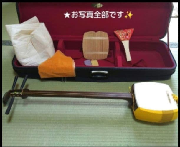 ✨ 美品 ★三味線 & ケース付 【短棹寄り】 中古三味線】民謡金細三味線・短棹2寸短（完成品）【和楽器市場】