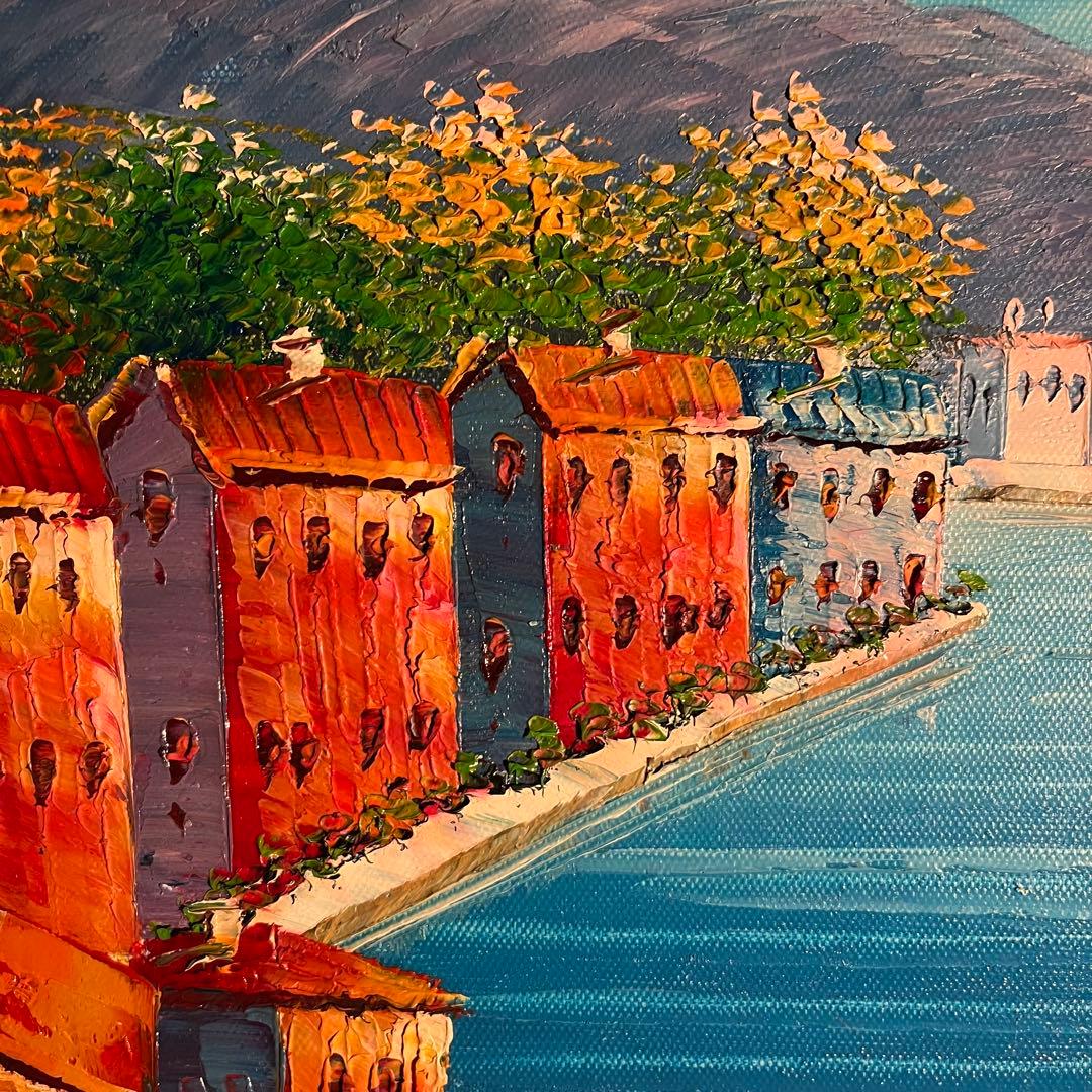 手書き油絵 地中海の風景 絵画 インテリア 油彩画 - メルカリ