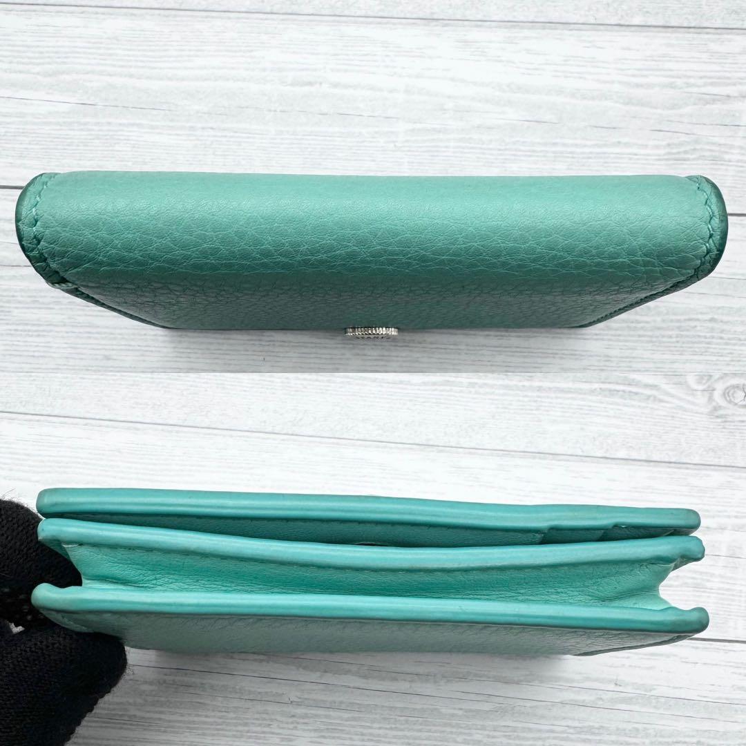 美品】TIFFANY 名刺入れ カードケース ブルー レザー レディース