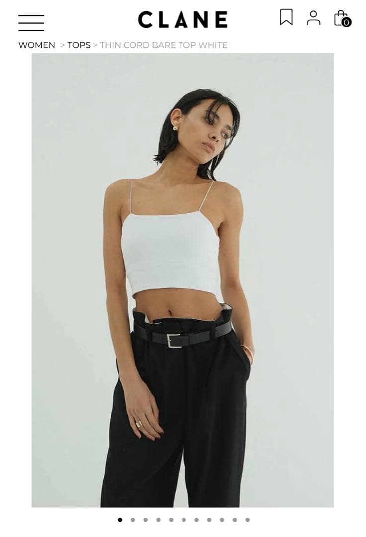 CLANE THIN CORD BARE TOP ホワイト