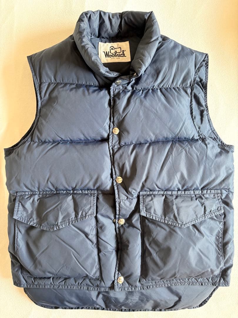 Woolrich ダウンベスト 70s〜80s スナップボタン ネイビー - メルカリ