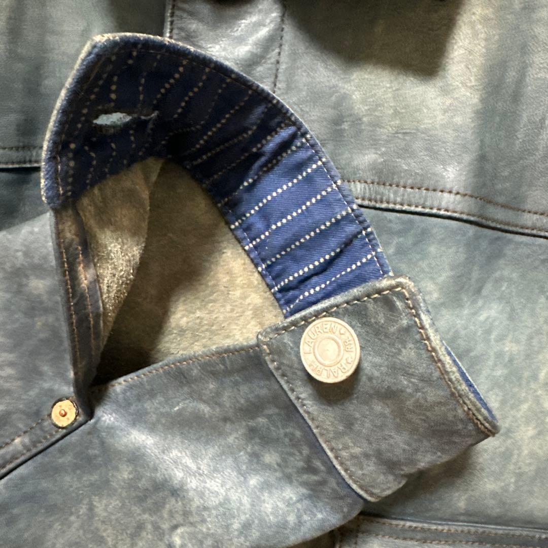 150着限定】RRL INDIGO LEATHER JACKET リミテッド - メルカリ