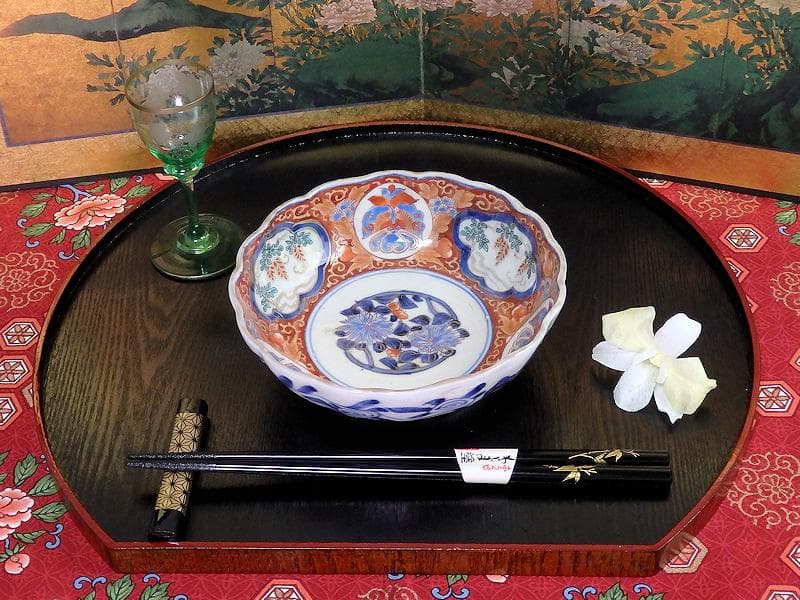 古伊万里 色絵 窓絵 藤に蝶 菊の図 膾皿 5客 C202AS-CWv - メルカリ