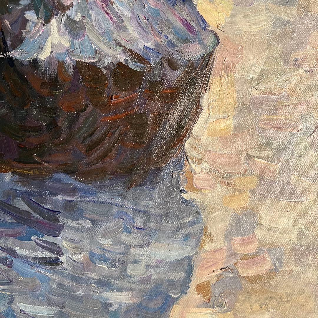 手書き油絵 クロード・モネ積みわら 雪の効果 額付 絵画 インテリア