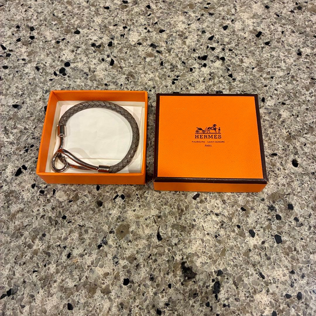 美品 HERMES レザーブレスレット ジャンボH エタン