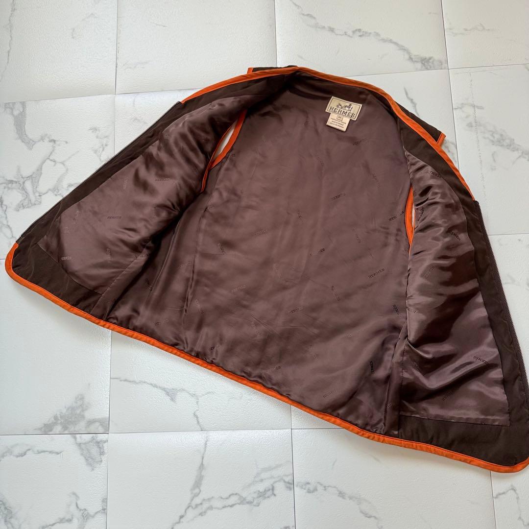 専用 HERMES ヴィンテージ キルティング ベスト ブラウン×オレンジ