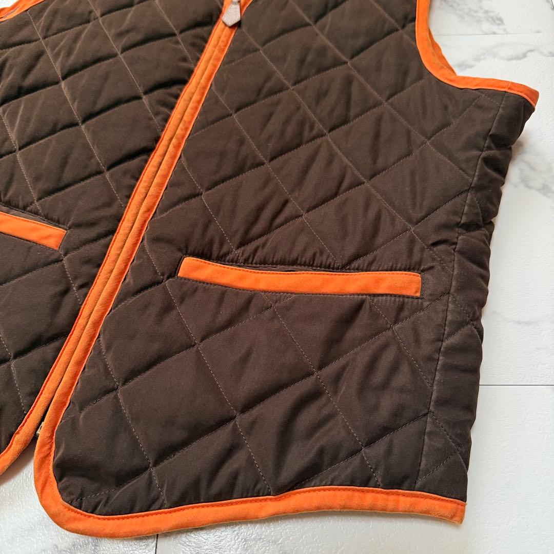 専用 HERMES ヴィンテージ キルティング ベスト ブラウン×オレンジ