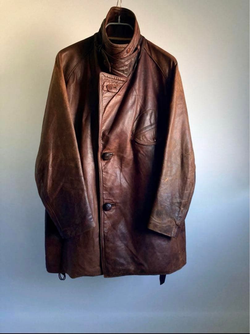 40s French Military Leather Aviator Coat - メルカリ