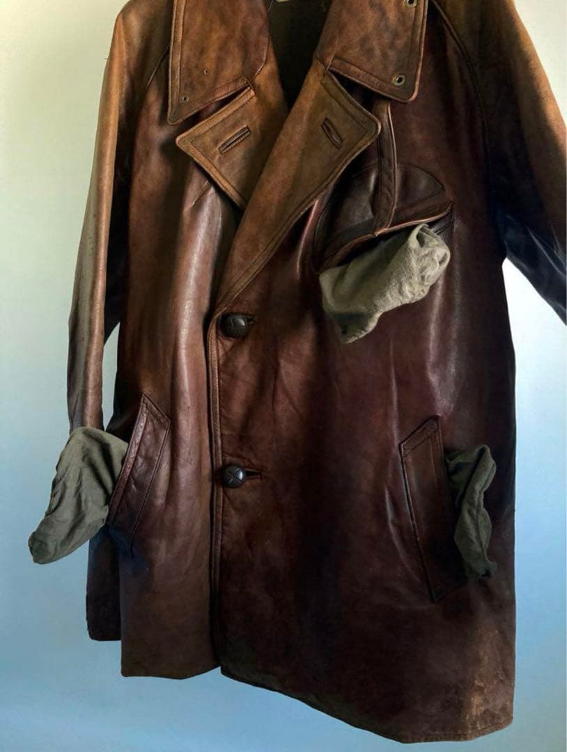 40s French Military Leather Aviator Coat - メルカリ