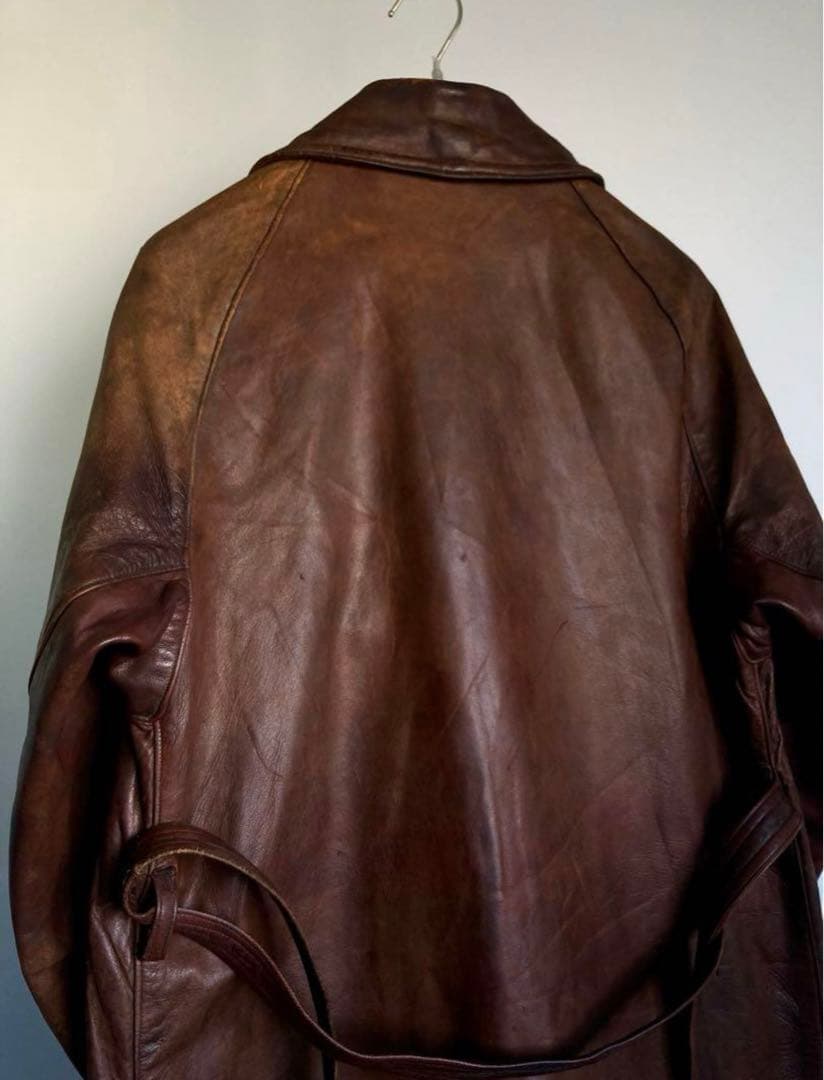 40s French Military Leather Aviator Coat - メルカリ