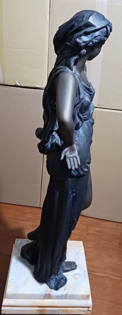 A.de.Luca 手彫り女神像 ブロンズ彫刻 大理石台座 アンティーク - メルカリ
