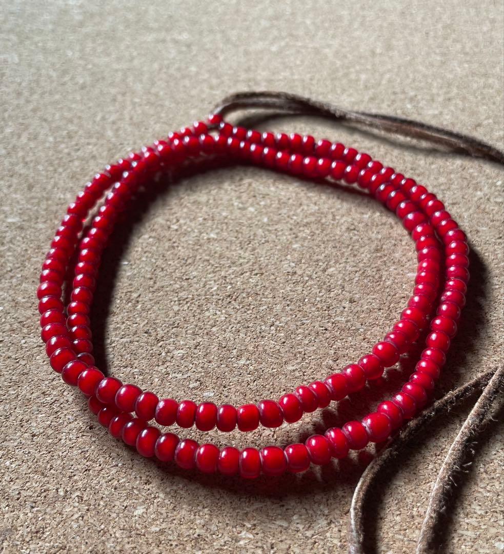 ビンテージ　濃い赤　ホワイトハーツ　ネックレス