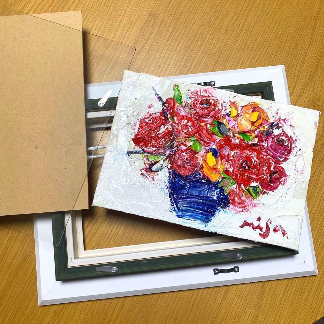 題名【 バラ 】◾️油彩画 SMサイズ◾️兼田美佐子 原画 本物 - メルカリ