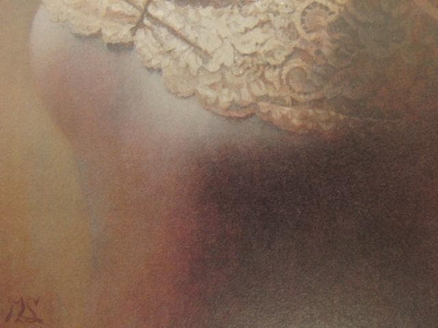 島村信之、【小夜】、希少な額装用画集画、新品高級額 額装付、状態良好