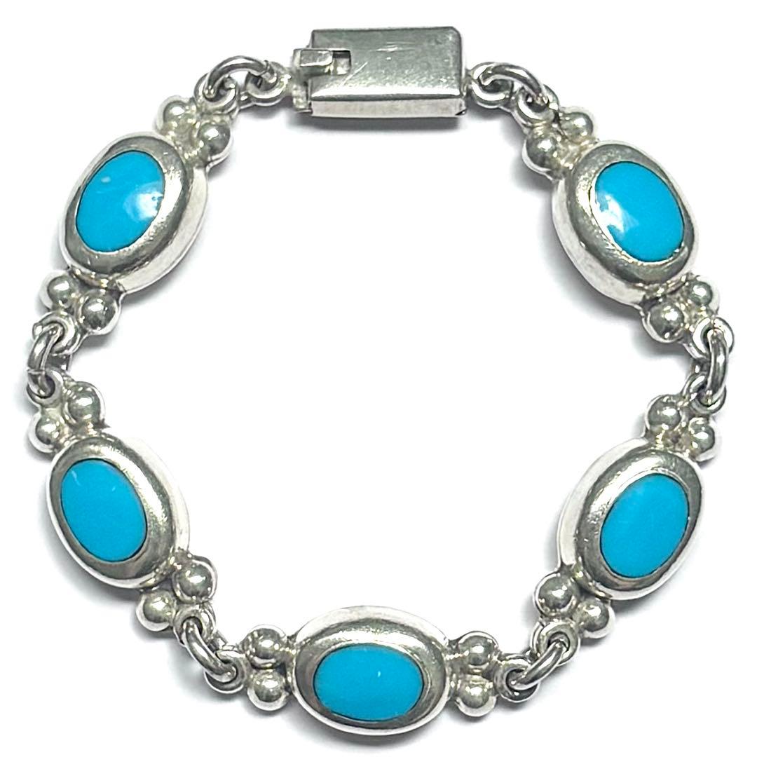 メキシコ製 ヴィンテージ taxco ターコイズブレスレット シルバー925