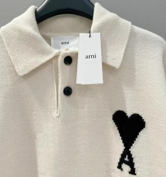 AMI PARIS ホワイト ニット セーター ポロニット M - メルカリ